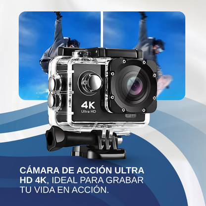 Motocam 4K + Equipo de Protecion y Soporte Para Casco GRATIS 🎁
